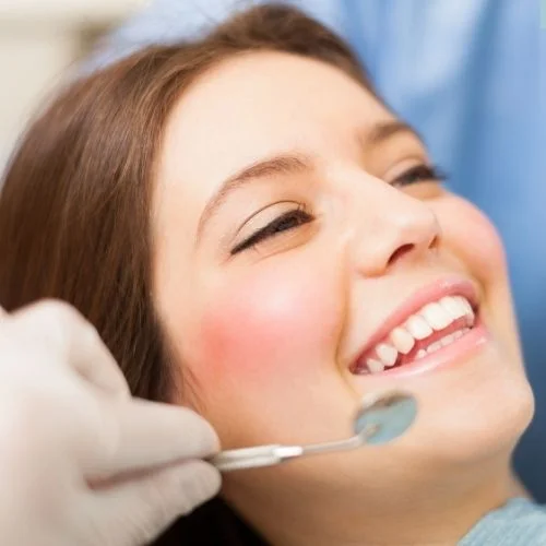 Smiling patient during a gentle dental check-up at Walk in the Park Family Dental in Kitchener